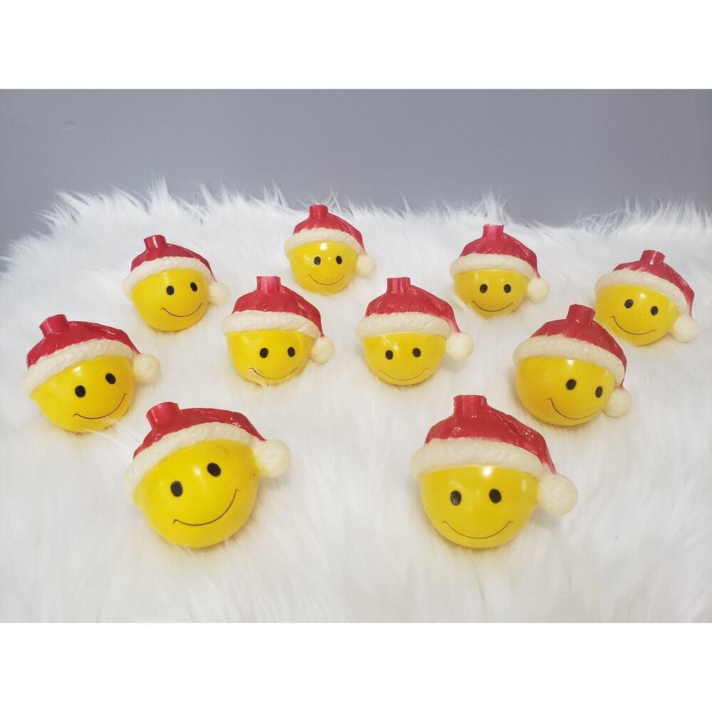Vintage Joybrite Santa SMILEY FACE Christmas String Light Top Lot 10 walmart y2k